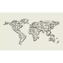 Papier Peint Panoramique Mappemonde Dessin