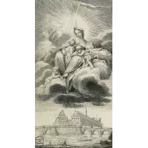 Papier Peint Panoramique Gravure - Scène religieuse et place Dauphine