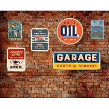 Papier Peint Panoramique Mur de Brique Plaques Vintage