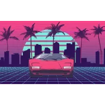 Papier Peint Panoramique Lamborghini Retro 80's