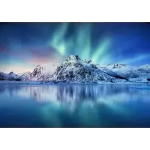 Papier Peint Panoramique Norvège Aurore Boréale