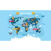 Papier Peint Panoramique Mappemonde Enfant 1