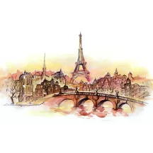 Papier Peint Panoramique Paris Aquarelle Peinture