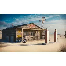 Papier Peint Panoramique Désert Moto