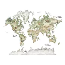 Papier Peint Panoramique Mappemonde Jungle