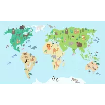 Papier Peint Panoramique Mappemonde Animaux 2