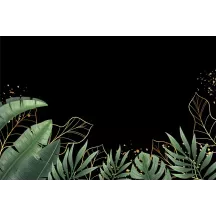 Papier Peint Panoramique Feuilles Tropical Dorées