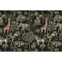 Papier Peint Panoramique Jungle Animaux Foncé