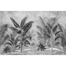 Papier Peint Panoramique Jungle Noir et Blanc 2