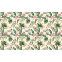 Papier Peint Panoramique Jungle Motifs Fleurs et Feuilles