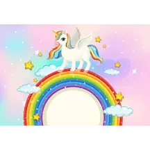 Papier Peint Panoramique Licornes Arc-en-ciel