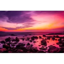 Papier Peint Panoramique Couché de Soleil Océan