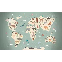 Papier Peint Panoramique Mappemonde Animaux