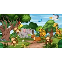 Papier Peint Panoramique Animaux Paysage