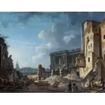 Papier Peint Panoramique Peinture 18e siècle Pierre-Antoine Demachy - Dégagement de la colonnade du Louvre