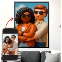 Affiche personnalisée - Portrait de famille, couple - Style figurine, jouet en 3D