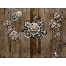 Papier peint Panoramique Rouages Bois