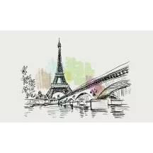 Papier Peint Panoramique Paris Aquarelle