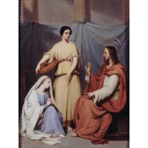 Papier Peint Panoramique Peinture 19e siècle Henry Scheffer - Jésus chez Marthe et Marie