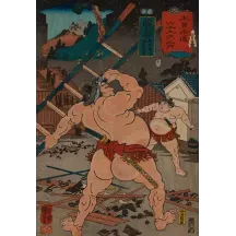 Papier Peint Panoramique Estampe 19e siècle Utagawa Kuniyoshi - Sekigahara