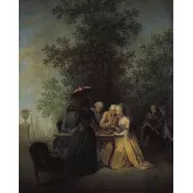 Papier Peint Panoramique Peinture 18e siècle Jean-Baptiste Hilaire - La Partie de dames