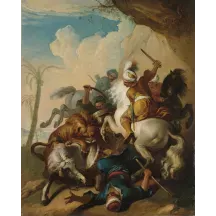 Papier Peint Panoramique Peinture 19e siècle - Chasse au lion