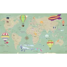 Papier Peint Panoramique Carte Exploration Animaux