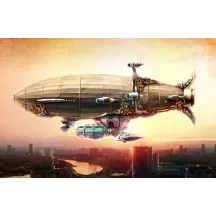 Papier Peint Panoramique Dirigeable Steampunk