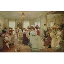 Papier Peint Panoramique Estampe 19e siècle Henri Gervex - Cinq heures chez Paquin