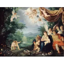 Papier Peint Panoramique Peinture 17e siècle - Le Repos de la Sainte Famille