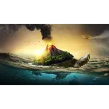 Papier Peint Panoramique Tortue Volcan