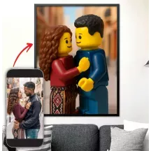 Affiche personnalisée - Portrait de famille, couple - Style figurine brique de construction LEGO
