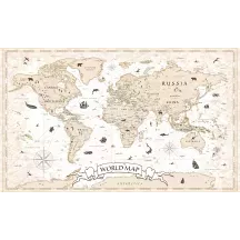 Papier Peint Panoramique Mappemonde Vintage 2