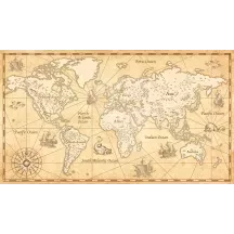 Papier Peint Panoramique Mappemonde Vintage