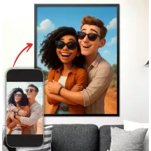 Affiche personnalisée - Portrait de famille, couple – Style film d’animation 3D
