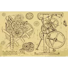 Papier Peint Panoramique Engrenages Plan Steampunk