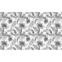 Papier Peint Panoramique Jungle Motifs Fleurs et Feuilles Noir et Blanc