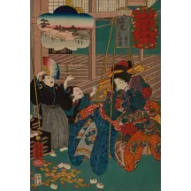 Papier Peint Panoramique Estampe 19e siècle Utagawa Kuniyoshi - Ageo