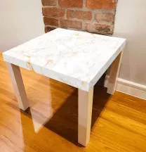 Sticker Table IKEA LACK Effet Marbre blanc et or