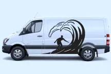 Sticker Van Life Surfeur Vague