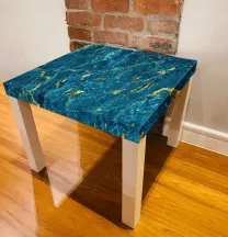 Sticker Table IKEA LACK Effet Marbre bleu et or