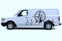 Sticker Van Life Ligne de vie Montagne rose des vents