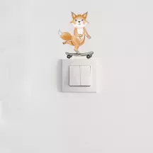 Sticker renard skater interrupteur