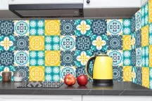 Sticker Carreaux de Ciment bleus et jaunes