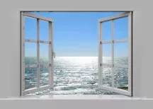 Affiche personnalisée Trompe l'Oeil Océan Fenêtre