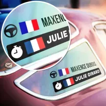 Sticker Pilote Copilote Nom Drapeau personnalisé