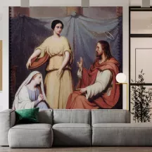 Papier Peint Panoramique Peinture 19e siècle Henry Scheffer - Jésus chez Marthe et Marie