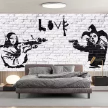 Papier Peint Panoramique Banksy - Guerre Clown Joconde