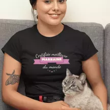 T-shirt femme 100% coton bio - cadeau - "Certifiée meilleure marraine du monde"