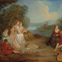 Affiche personnalisée Peinture 18e siècle Jean-Baptiste Pater - Le Repos sur la colline